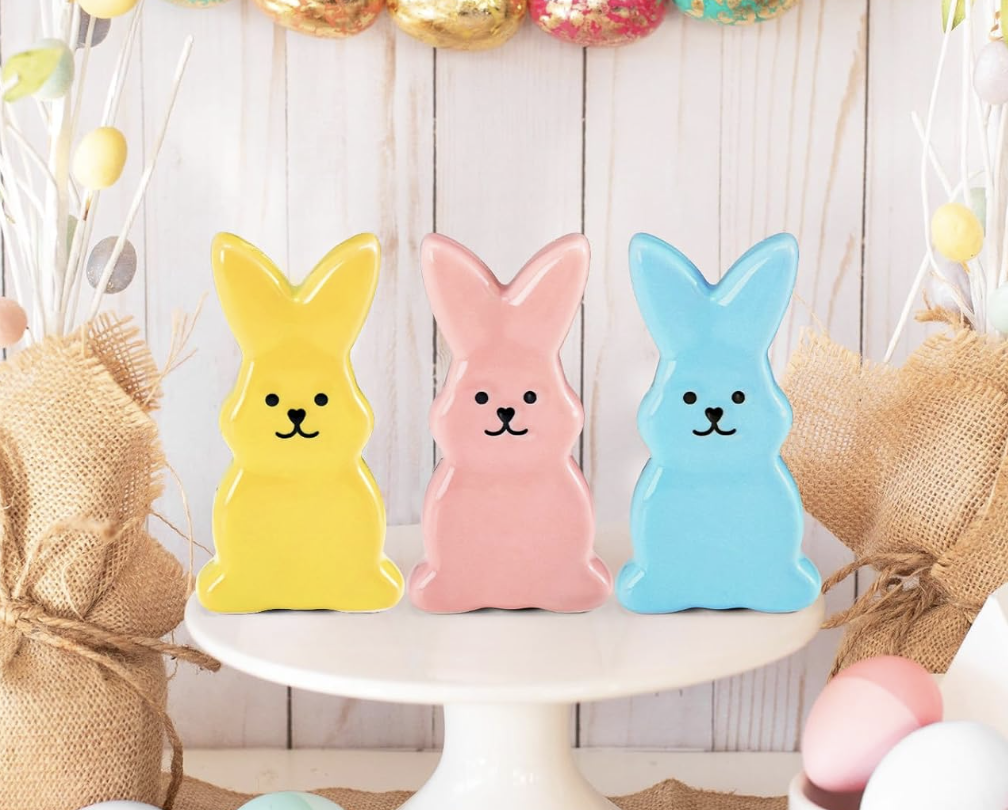 3-piece ceramic bunny figurine set!